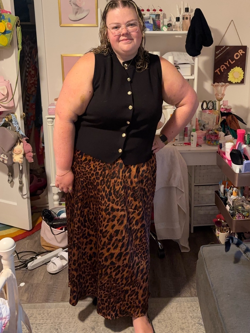 a new day Leopard Print Maxi Skirt - Brown/Black